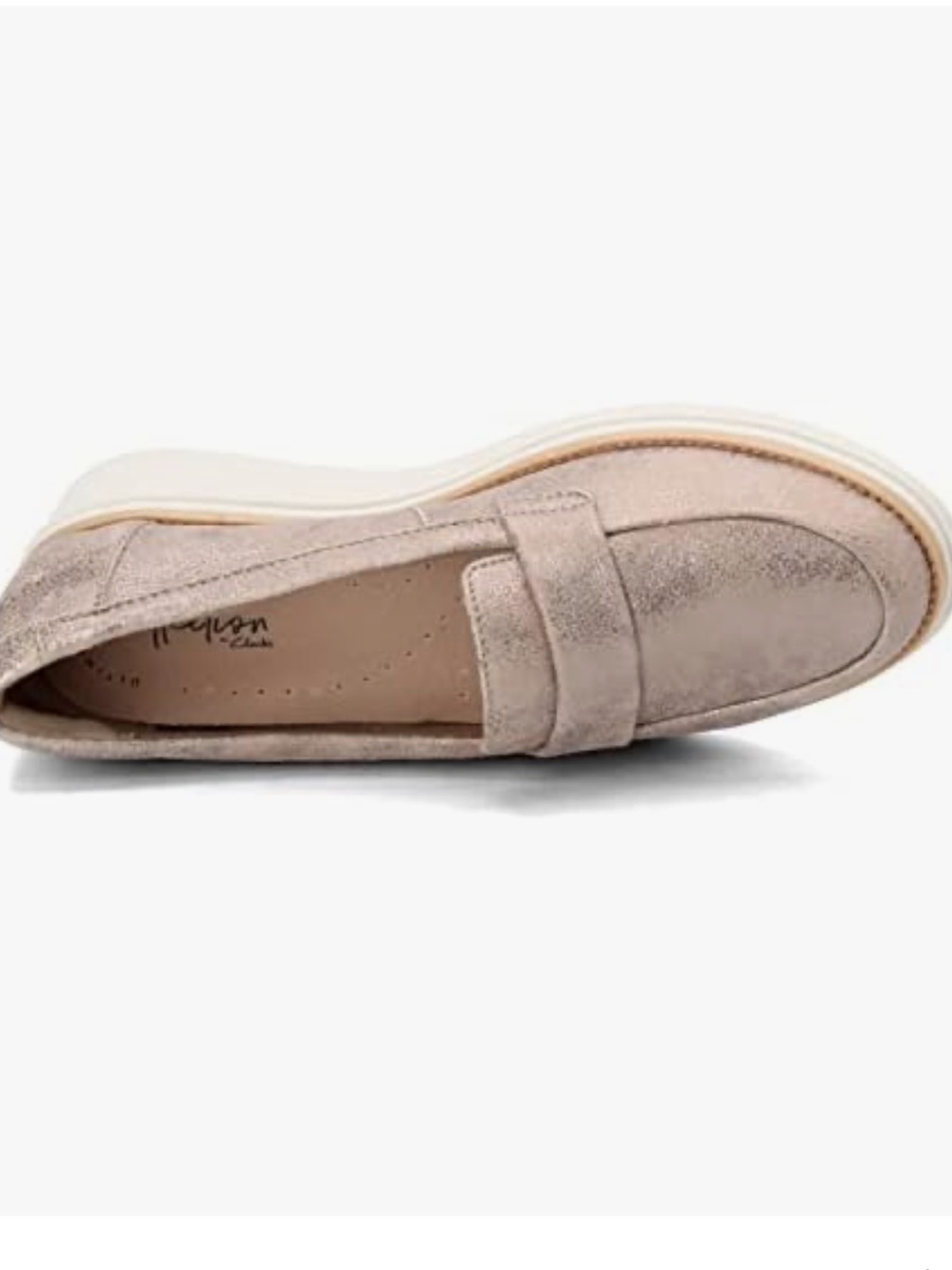 Clark’s Sharon Ranch Metallic Suede Penny Loafers Comfort Sole, Sz 8.5 - Picture 7 of 14